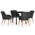 5 Piece Garden Dining Set with Cushions Black