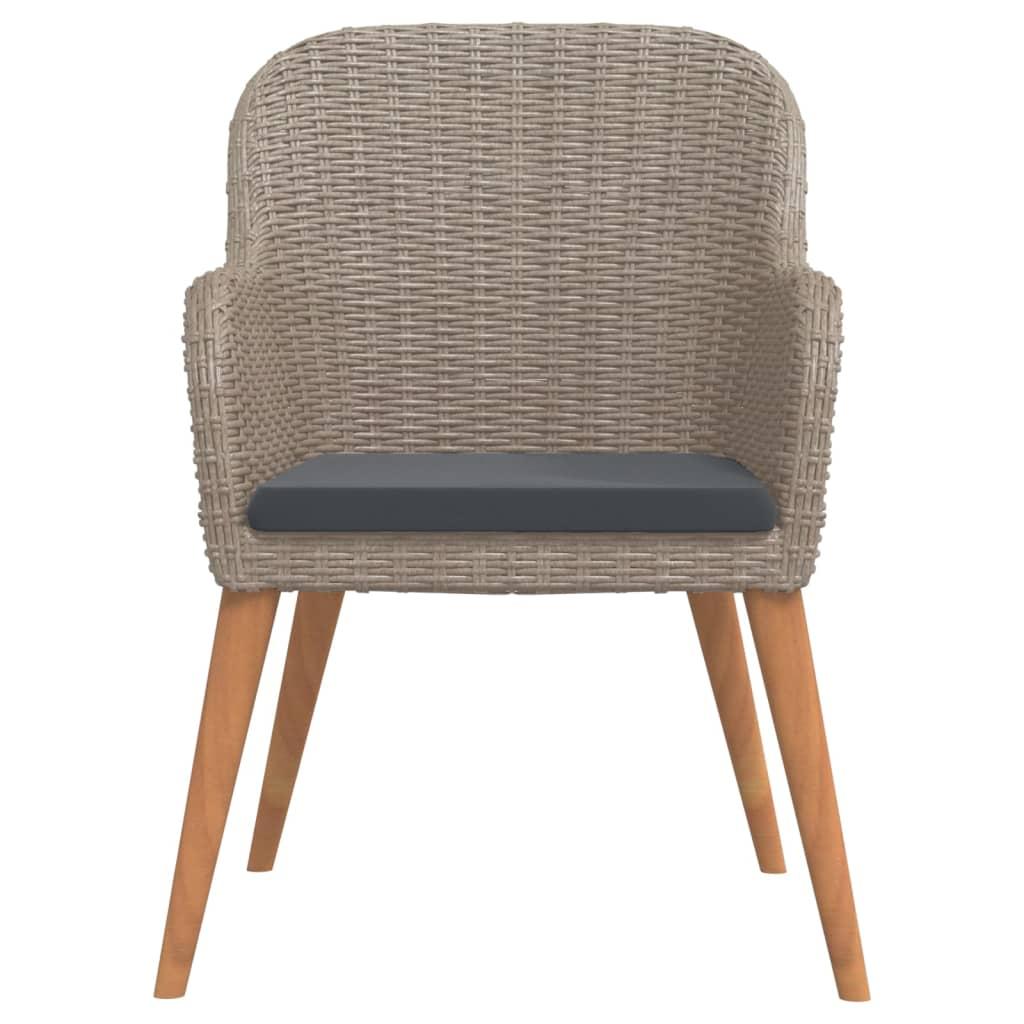 3 Piece Garden Dining Set with Cushions Brown