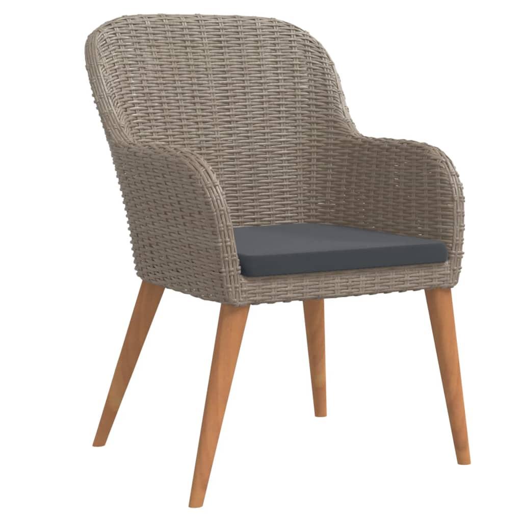 7 Piece Garden Dining Set with Cushions Brown