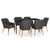 7 Piece Garden Dining Set with Cushions Black