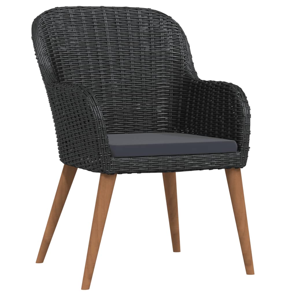 7 Piece Garden Dining Set with Cushions Black