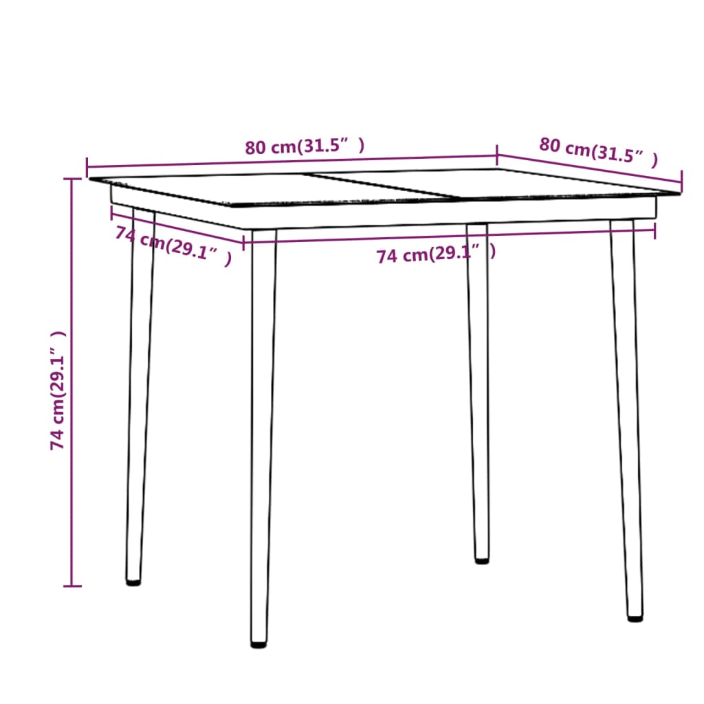 5 Piece Garden Dining Set with Cushions Brown