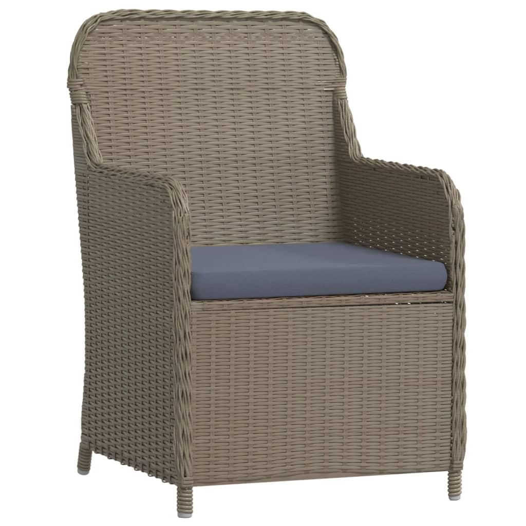9 Piece Garden Dining Set with Cushions Brown