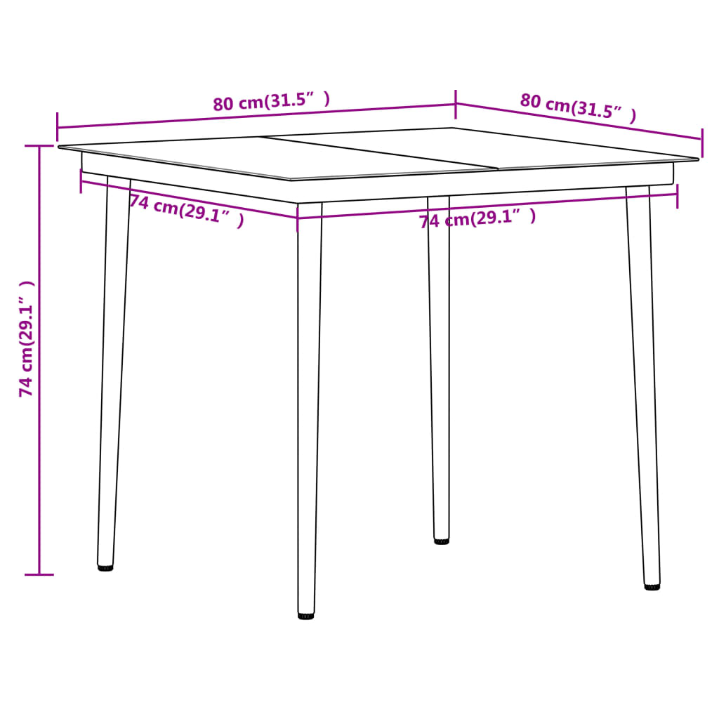 3 Piece Garden Dining Set Black