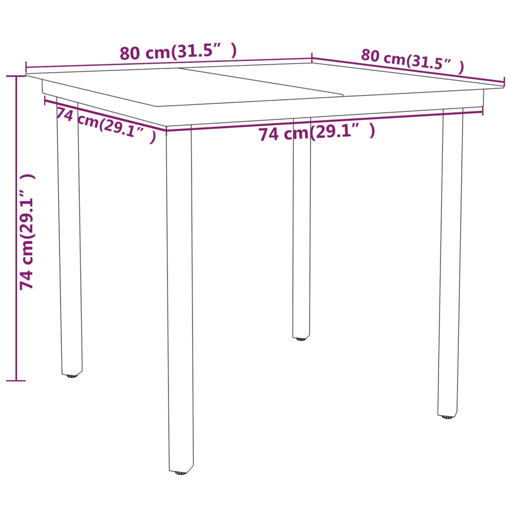 3 Piece Garden Dining Set Black