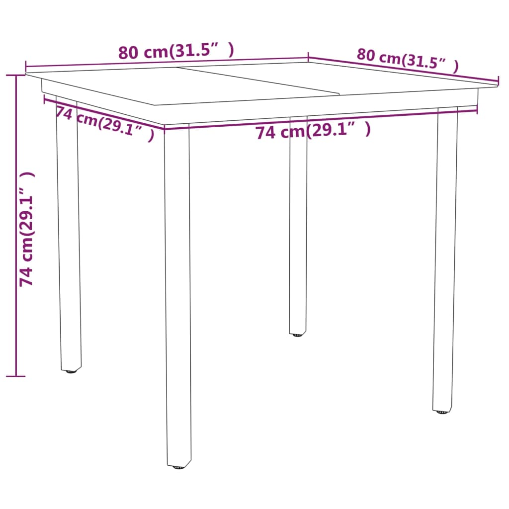 5 Piece Garden Dining Set Black