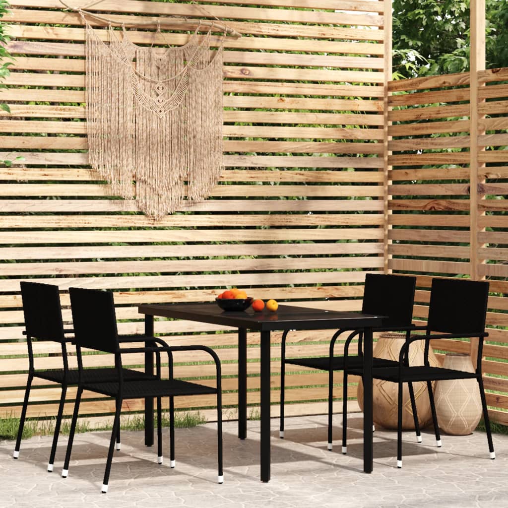 5 Piece Garden Dining Set Black