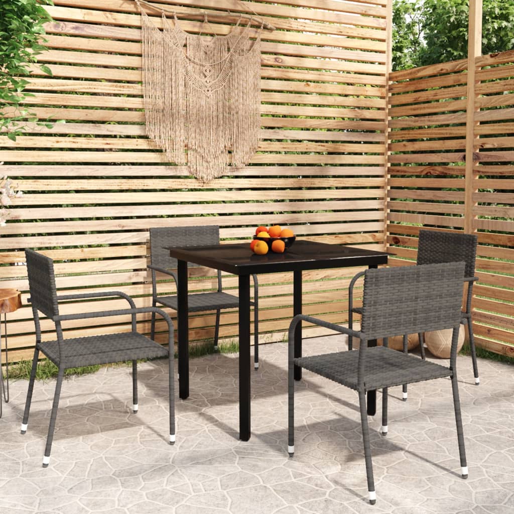 5 Piece Garden Dining Set Grey