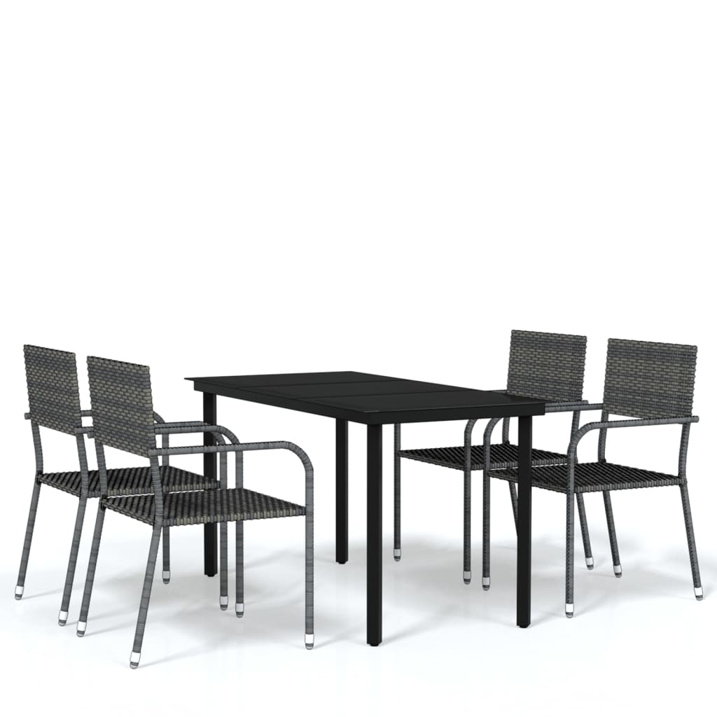 5 Piece Garden Dining Set Grey