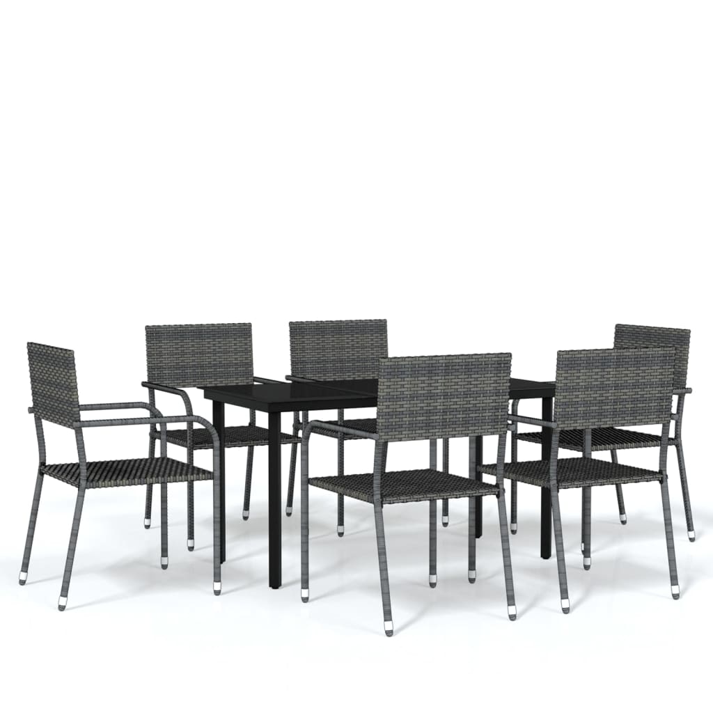 7 Piece Garden Dining Set Grey