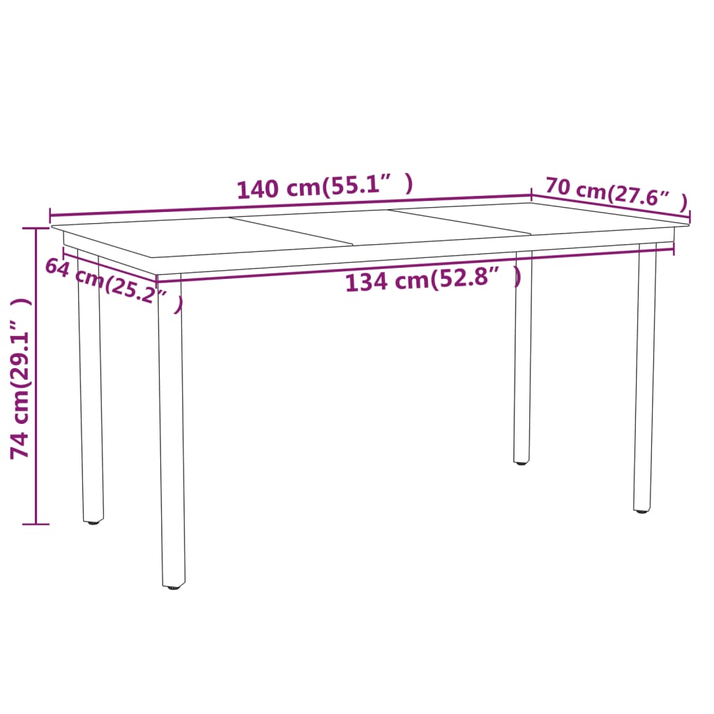 7 Piece Garden Dining Set Grey