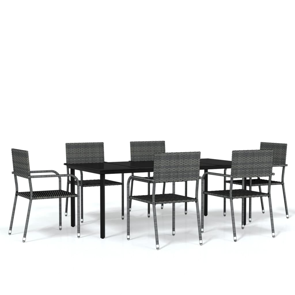 7 Piece Garden Dining Set Grey