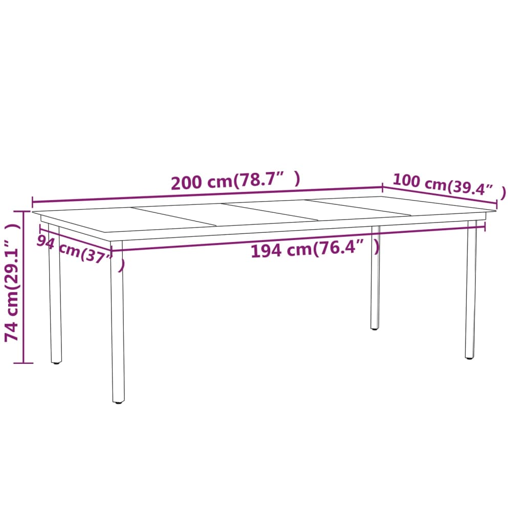 7 Piece Garden Dining Set Grey