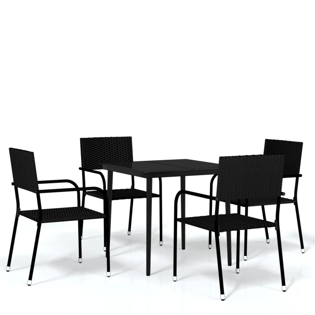 5 Piece Garden Dining Set Black