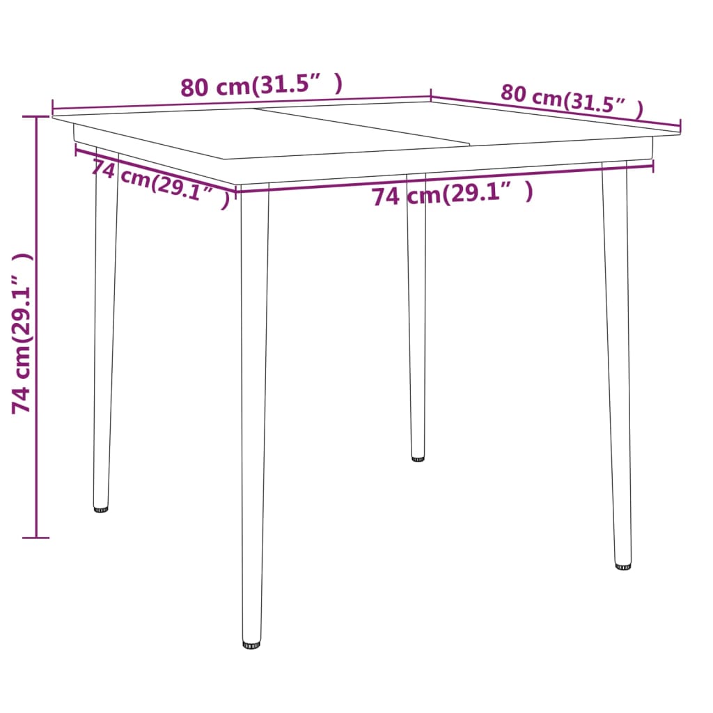 3 Piece Garden Dining Set Grey