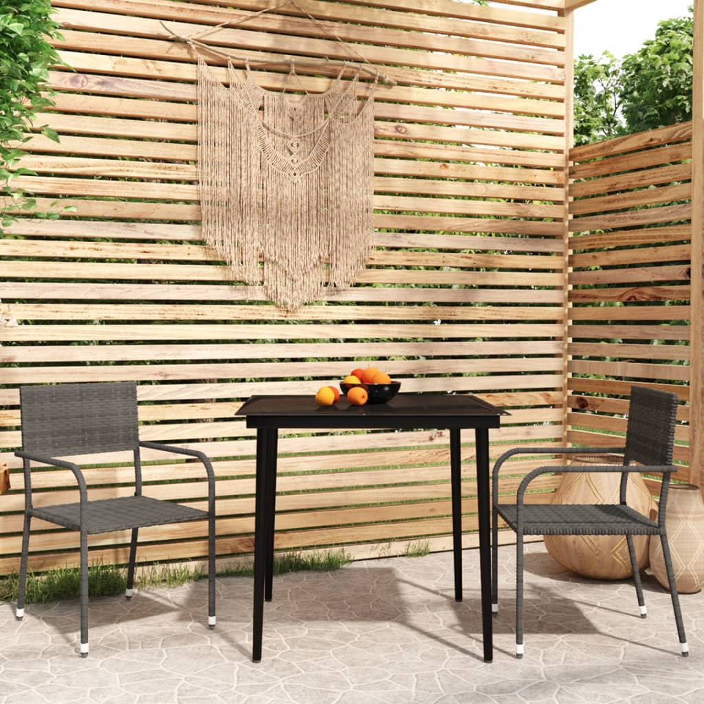 3 Piece Garden Dining Set Grey