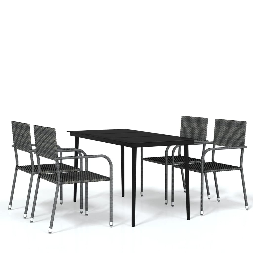 5 Piece Garden Dining Set Grey