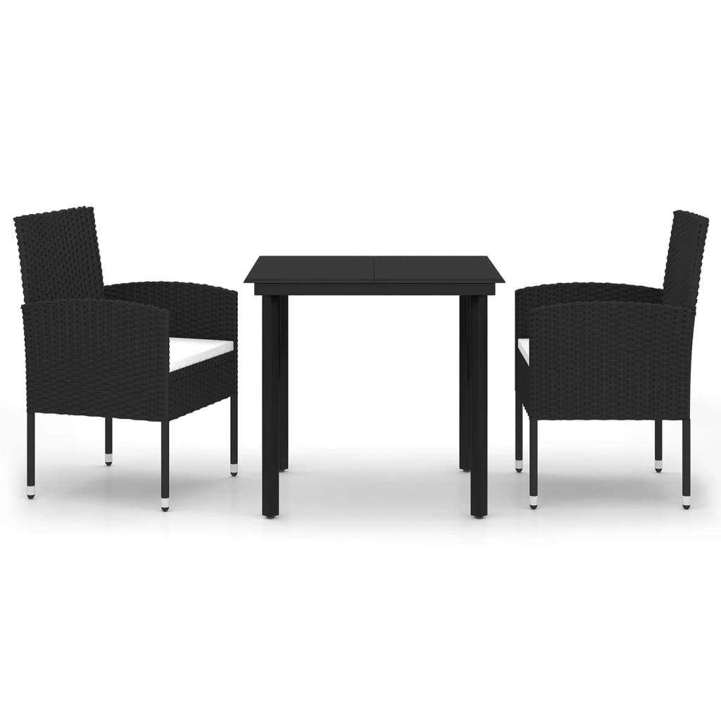 3 Piece Garden Dining Set Black