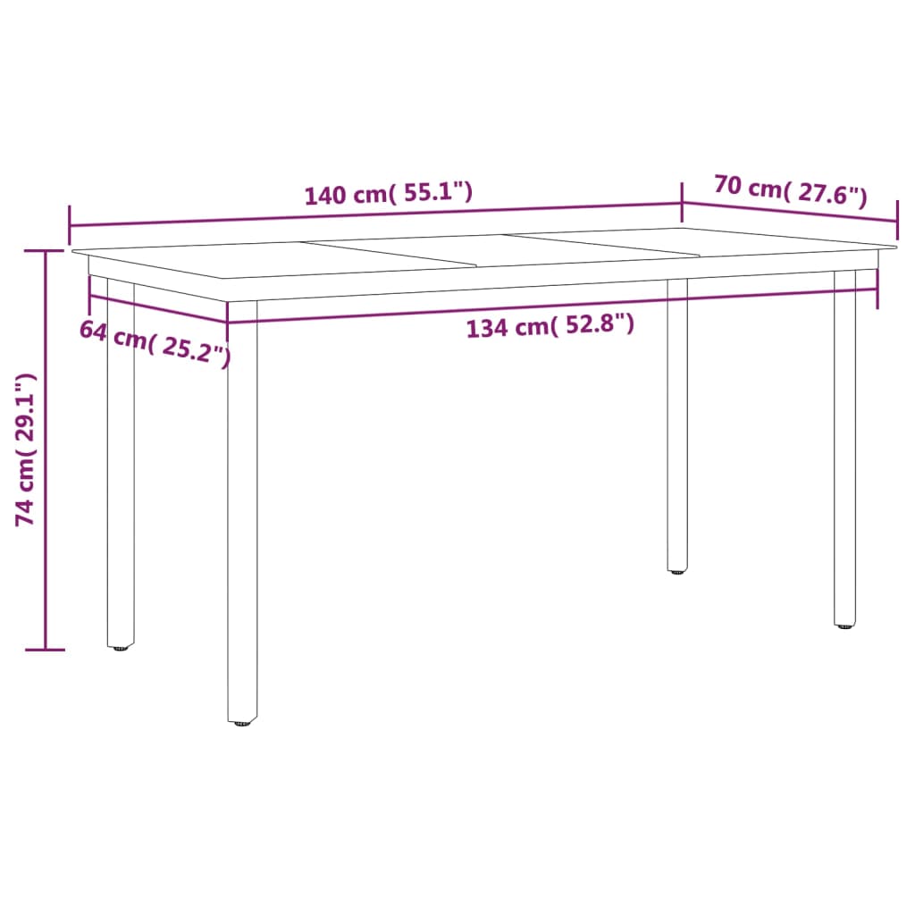 5 Piece Garden Dining Set Black