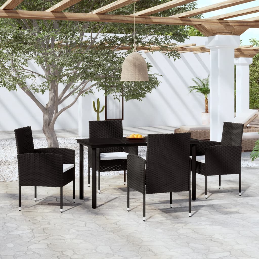 5 Piece Garden Dining Set Black