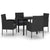 5 Piece Garden Dining Set Black