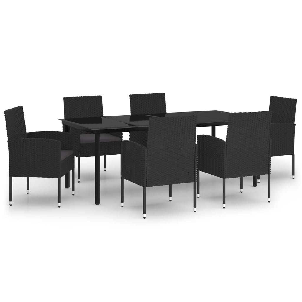 7 Piece Garden Dining Set Black