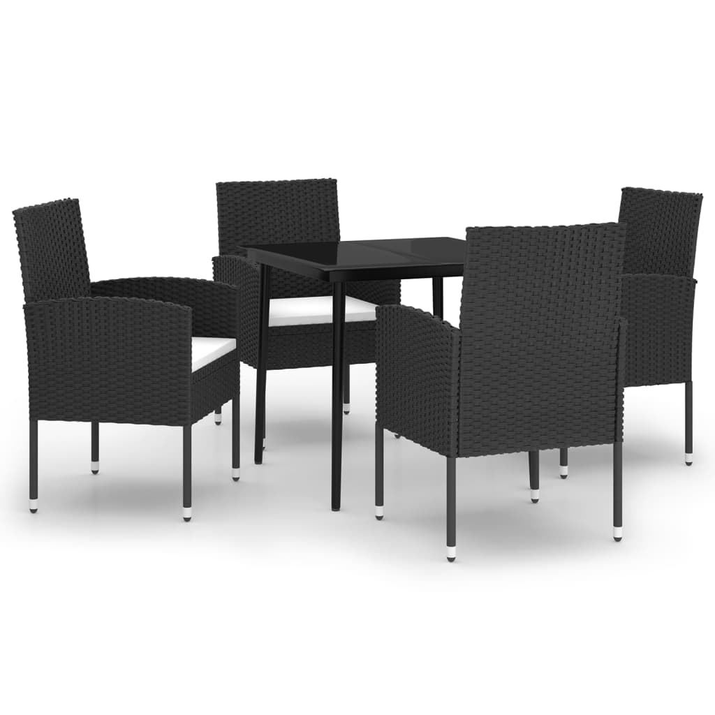 5 Piece Garden Dining Set Black