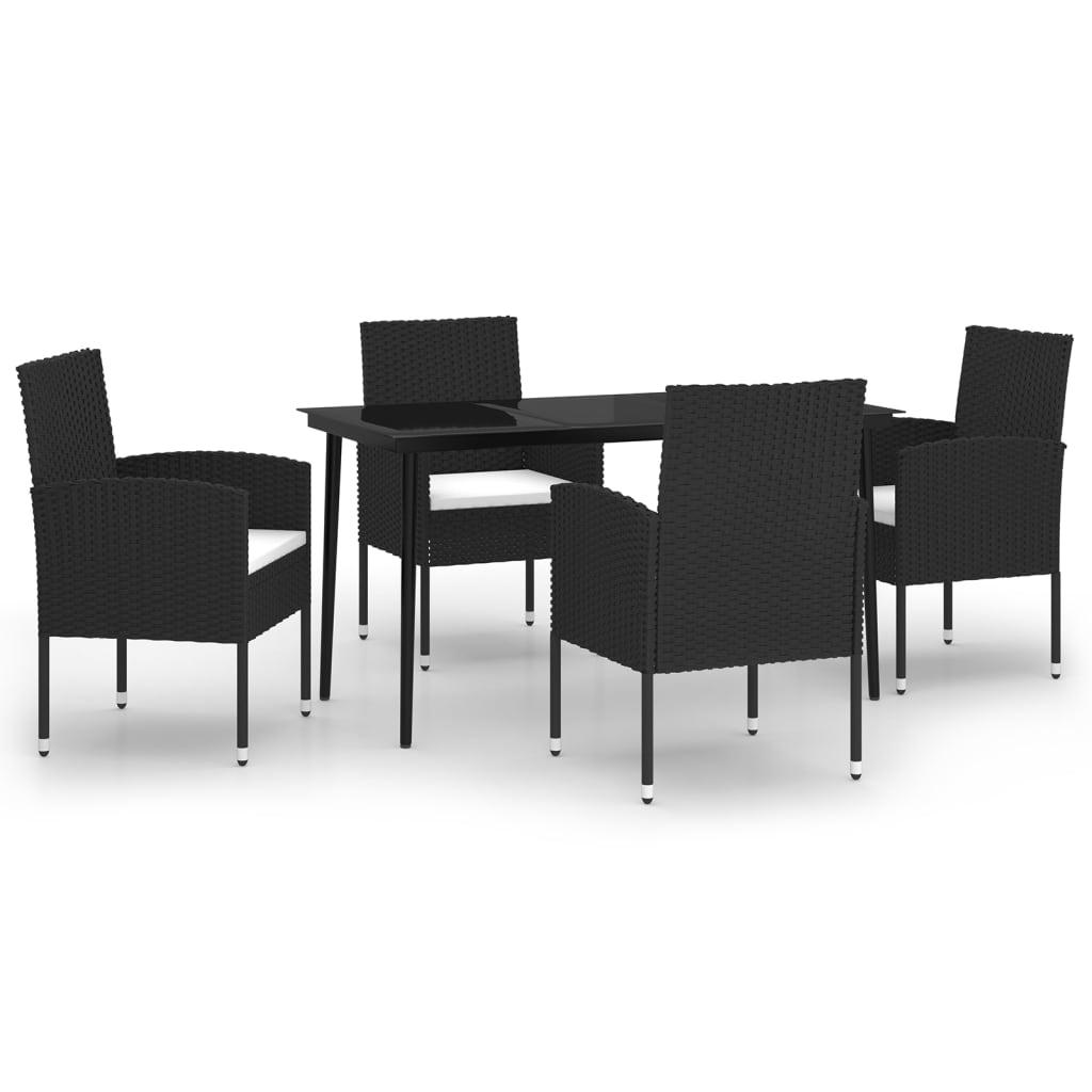 5 Piece Garden Dining Set Black