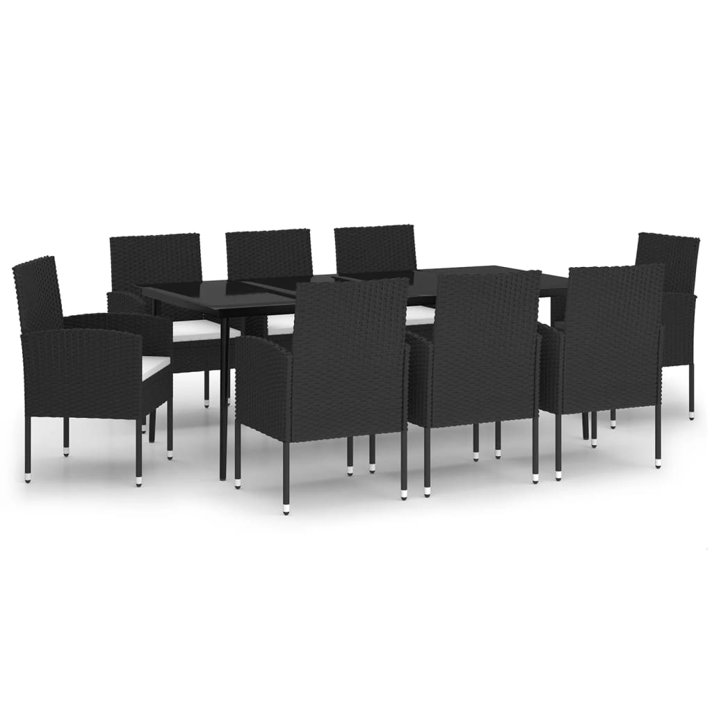 9 Piece Garden Dining Set Black