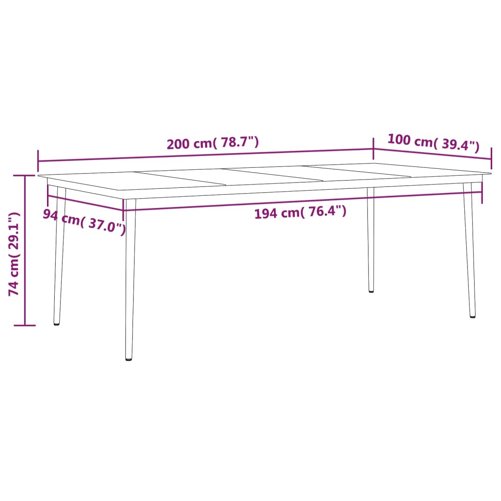 9 Piece Garden Dining Set Black