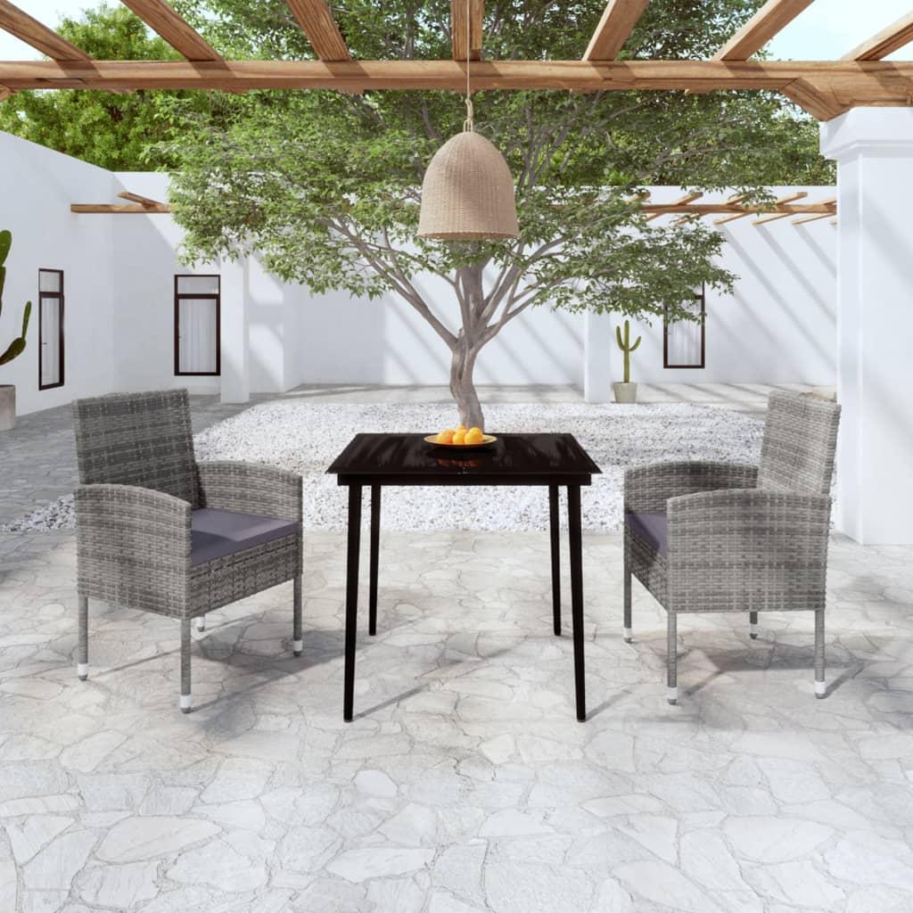 3 Piece Garden Dining Set Anthracite