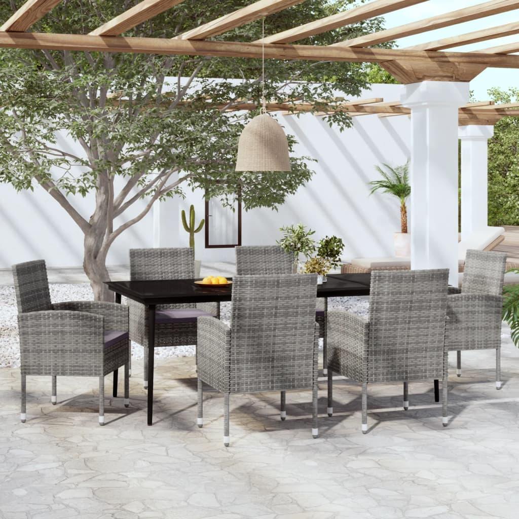 7 Piece Garden Dining Set Anthracite