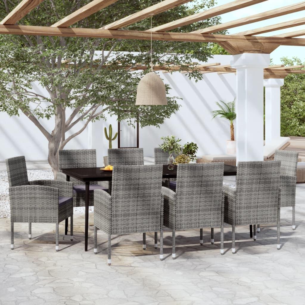 9 Piece Garden Dining Set Anthracite