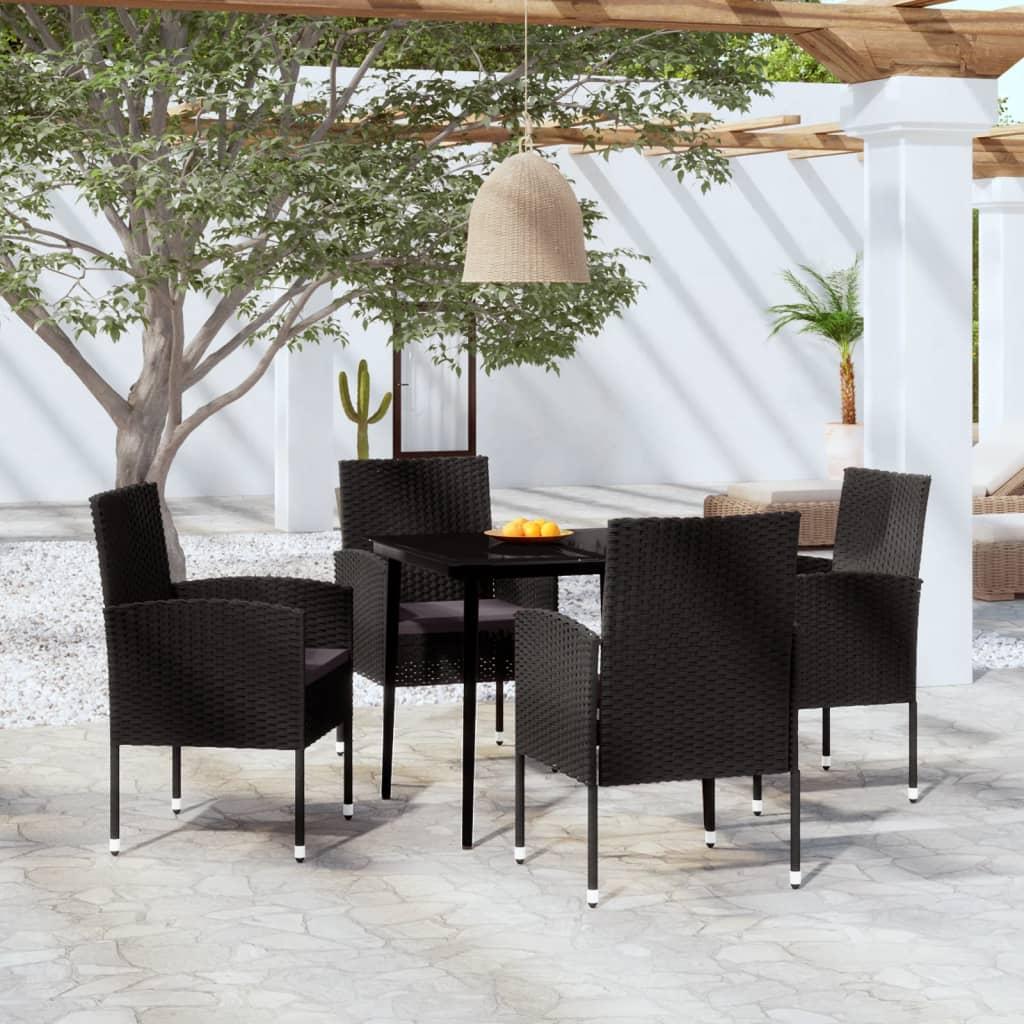 5 Piece Garden Dining Set Black