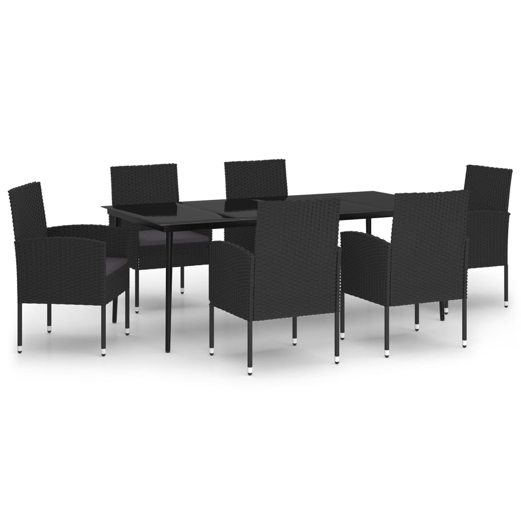 7 Piece Garden Dining Set Black