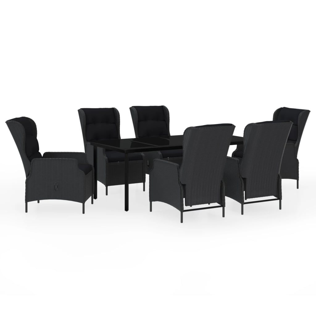 7 Piece Garden Dining Set Dark Grey
