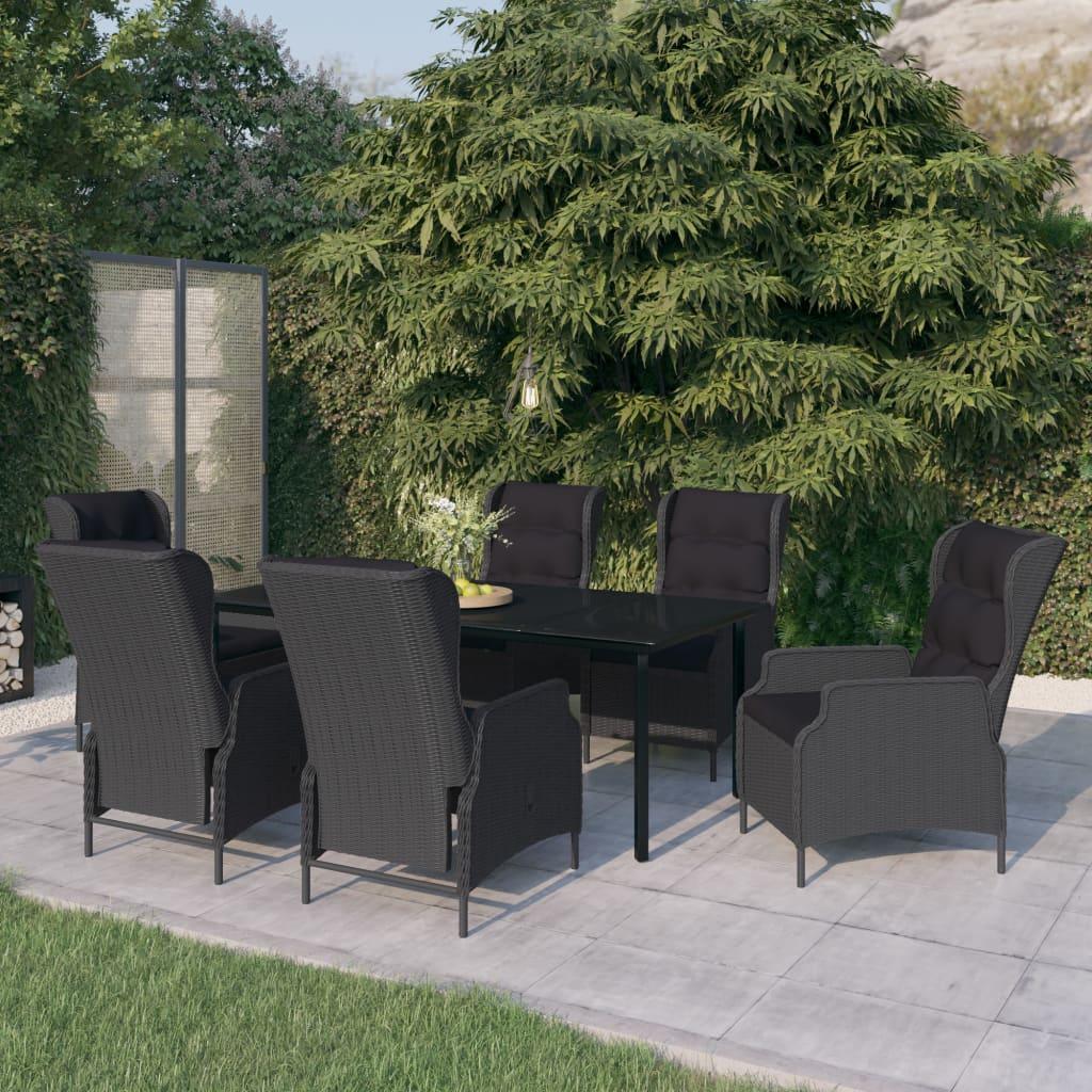 7 Piece Garden Dining Set Dark Grey