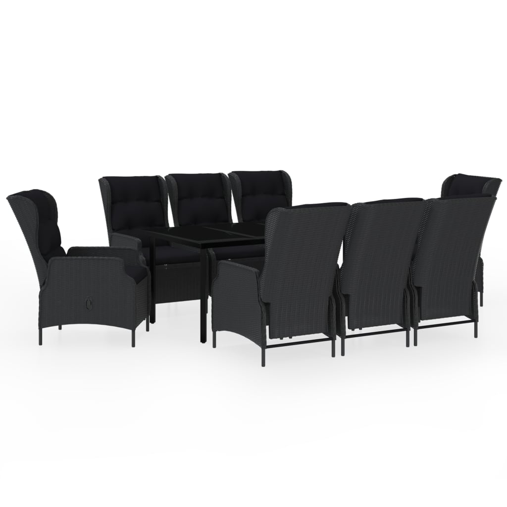 9 Piece Garden Dining Set Dark Grey