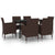 7 Piece Garden Dining Set with Cushions Poly Rattan and Glass