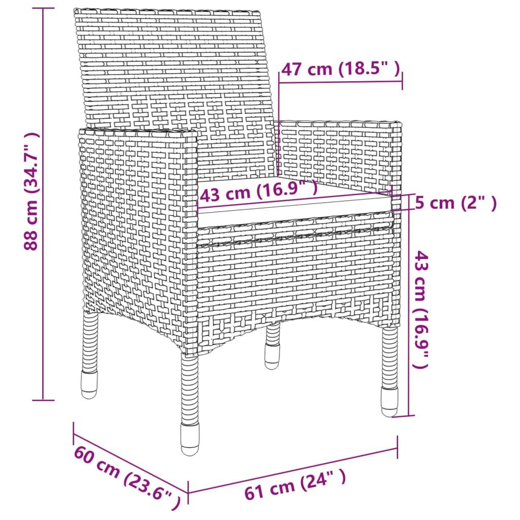 5 Piece Garden Dining Set with Cushions Poly Rattan and Black