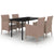 5 Piece Garden Dining Set with Cushions Poly Rattan and Glass