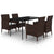 5 Piece Garden Dining Set with Cushions Poly Rattan and Glass