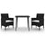 3 Piece Garden Dining Set with Cushions Poly Rattan and Glass