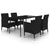 5 Piece Garden Dining Set with Cushions Poly Rattan and Glass