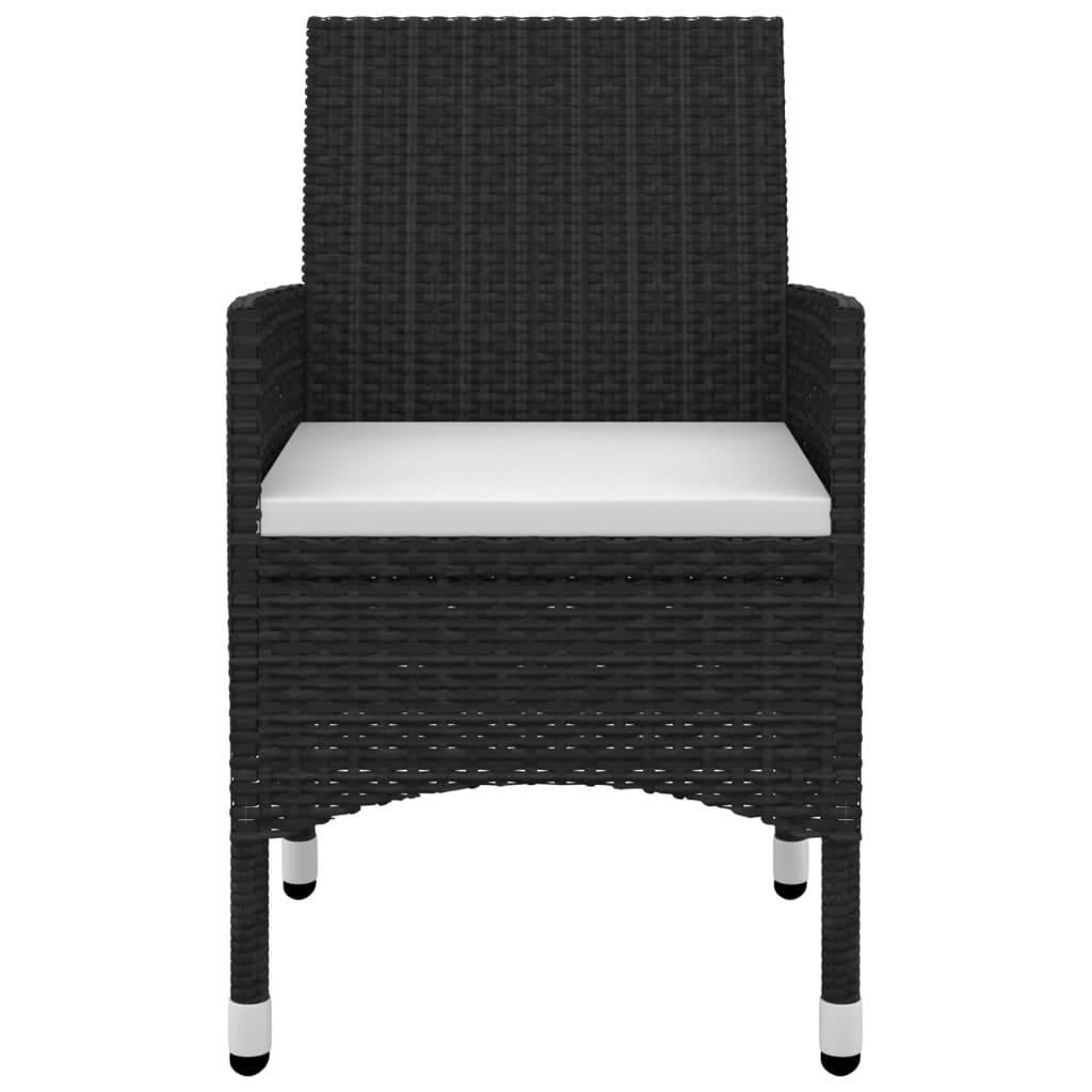 5 Piece Garden Dining Set with Cushions Poly Rattan and Glass