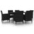 7 Piece Garden Dining Set with Cushions Poly Rattan and Glass