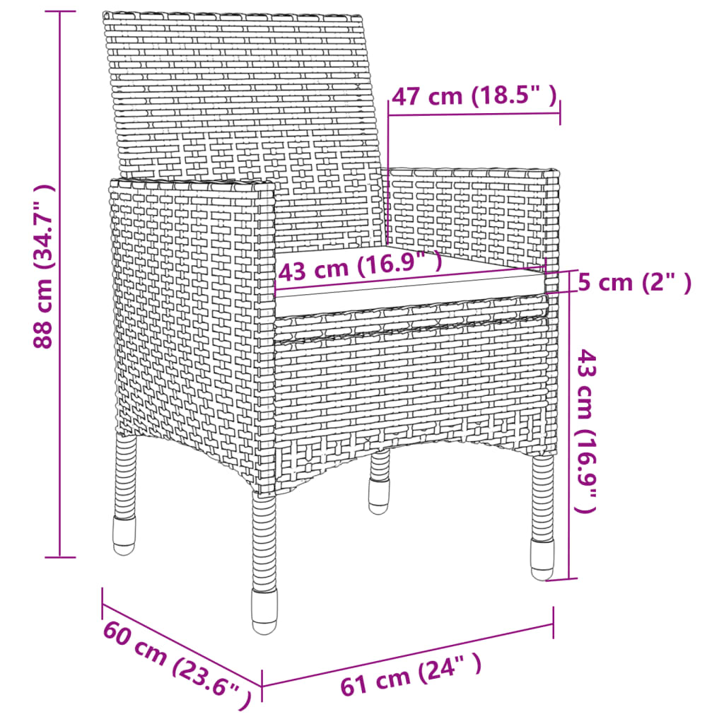 9 Piece Garden Dining Set with Cushions Poly Rattan and Glass