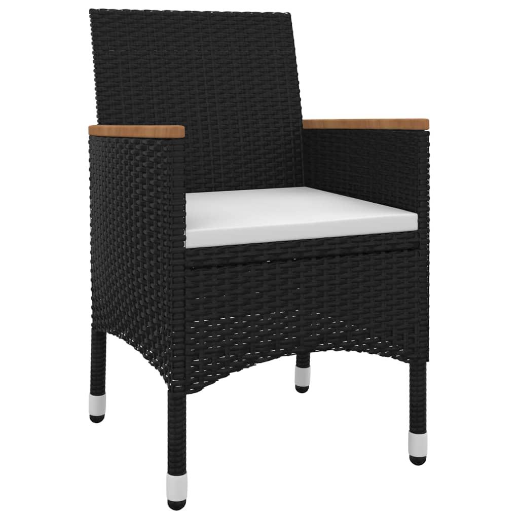 7 Piece Garden Dining Set with Cushions Poly Rattan and Glass