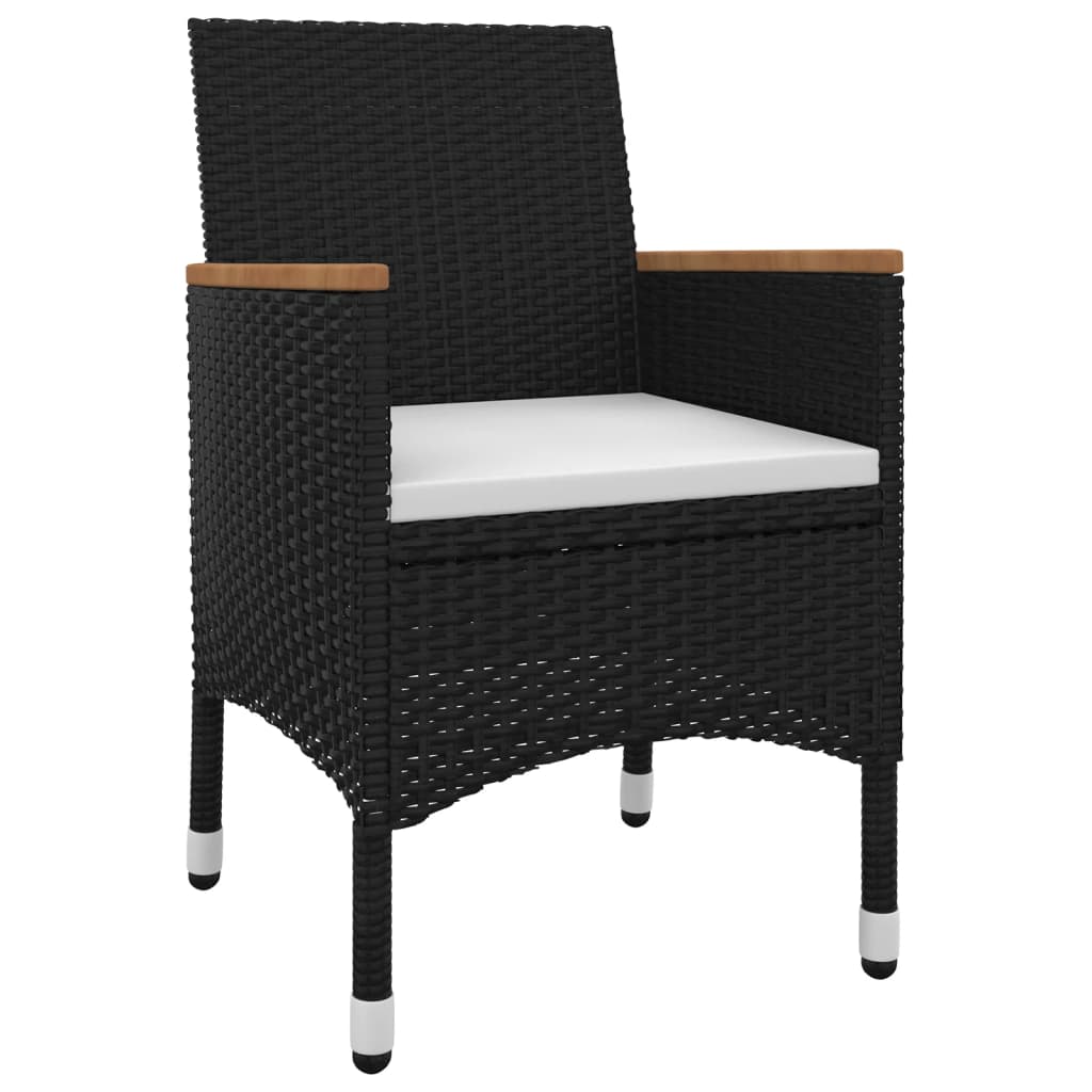 7 Piece Garden Dining Set with Cushions Poly Rattan and Glass