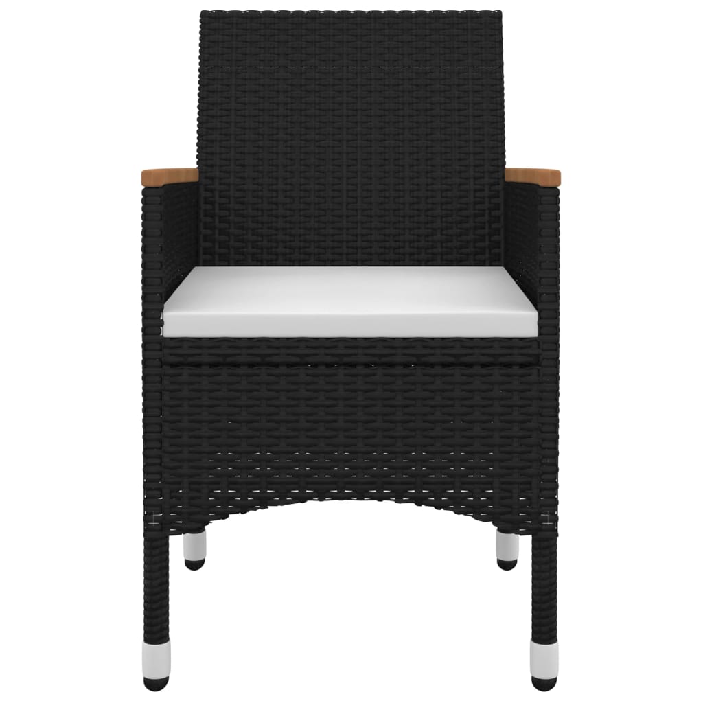 7 Piece Garden Dining Set with Cushions Poly Rattan and Glass